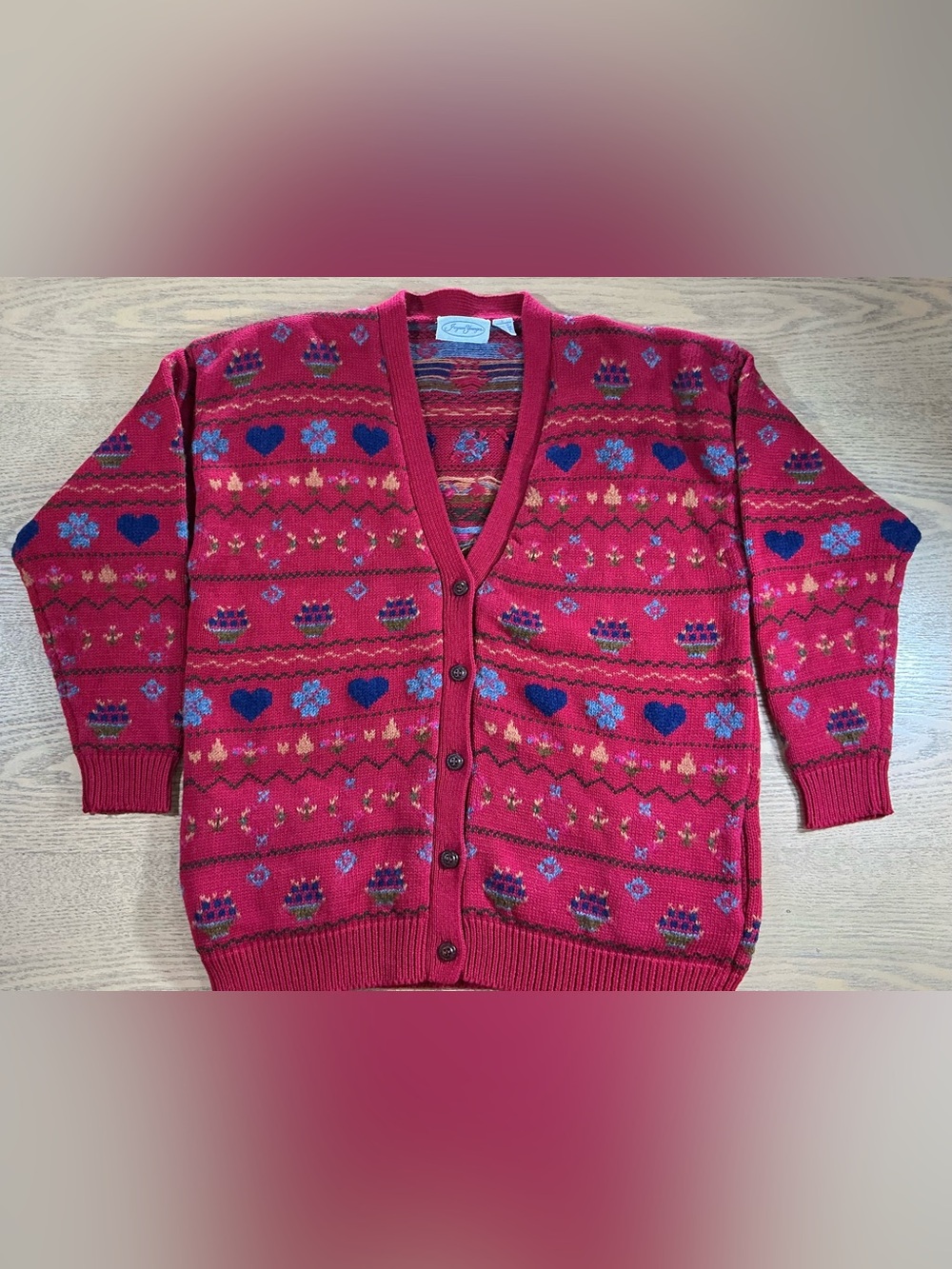 Vintage 80s Jayson Younger Cotton Wool Novelty Cardigan